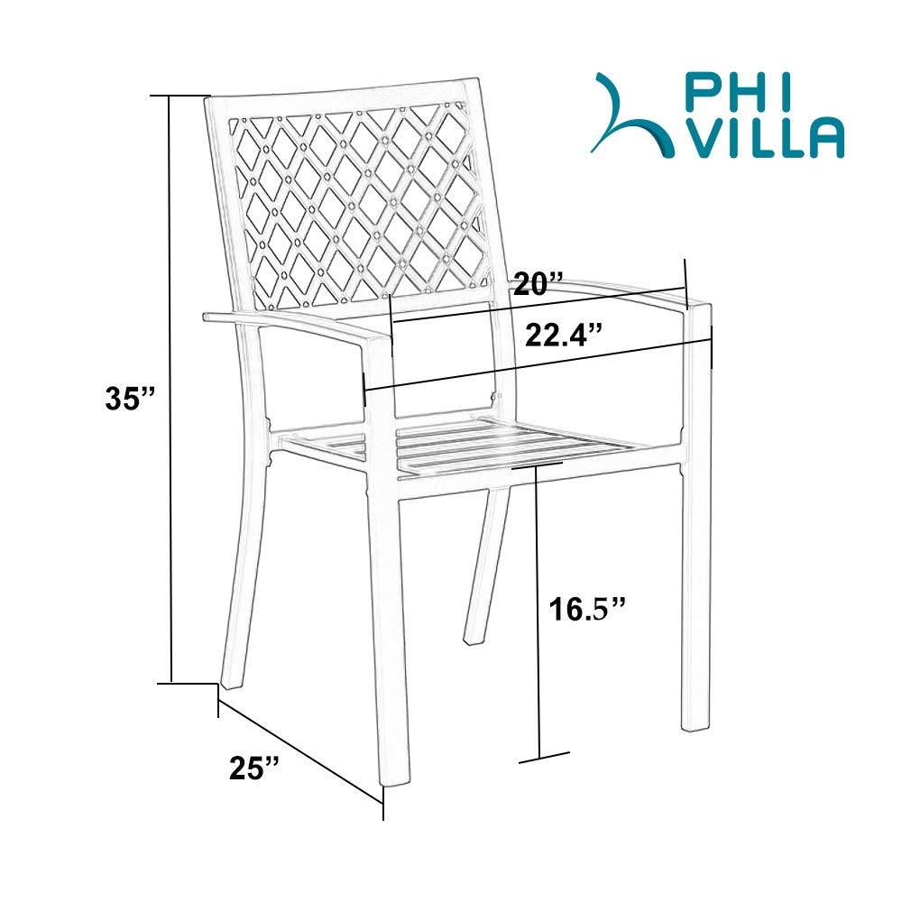PHI VILLA 9-Piece Patio Dining Set Extra-large Square Table & Stackable Steel Fixed Chairs