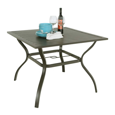 MFSTUDIO Cast Aluminum 5-Piece Patio Dining Set - 37" Metal Dining Table and Extra Wide Chairs