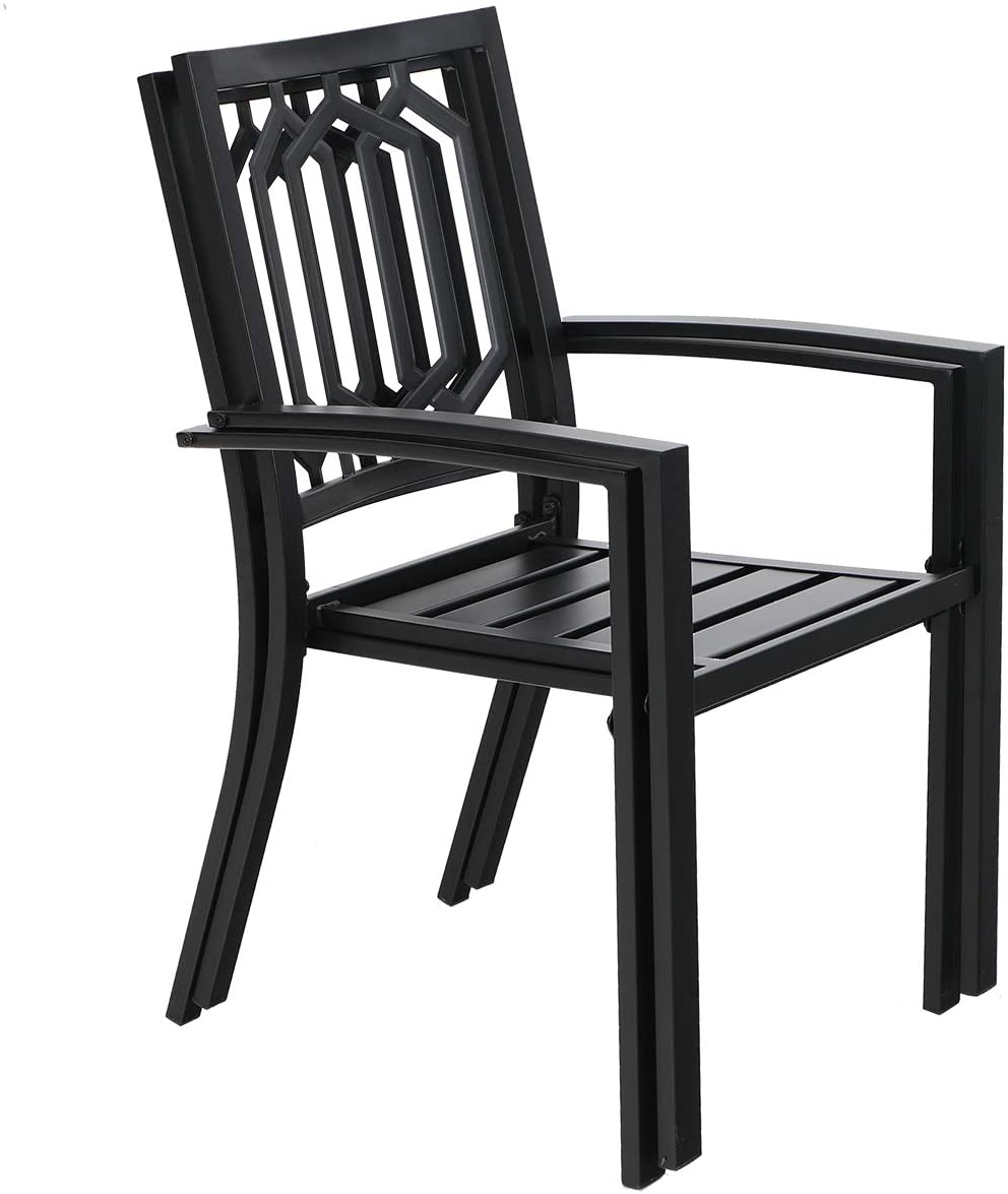 PHI VILLA 2-Piece Outdoor Patio Metal Dining Chairs for Garden,Backyard