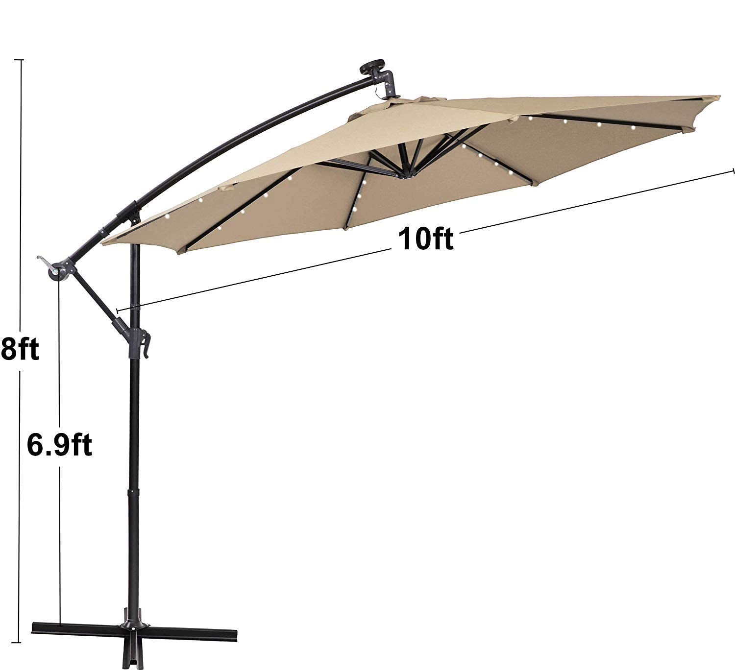 Sophia & William 10ft Offset Hanging 32 PCS LED Lights Solar Patio Umbrella