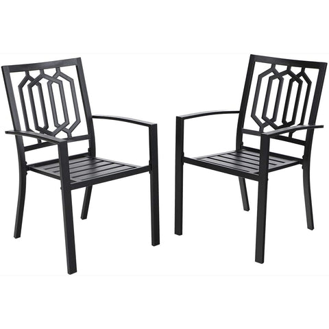 PHI VILLA 2-Piece Outdoor Patio Metal Dining Chairs for Garden,Backyard