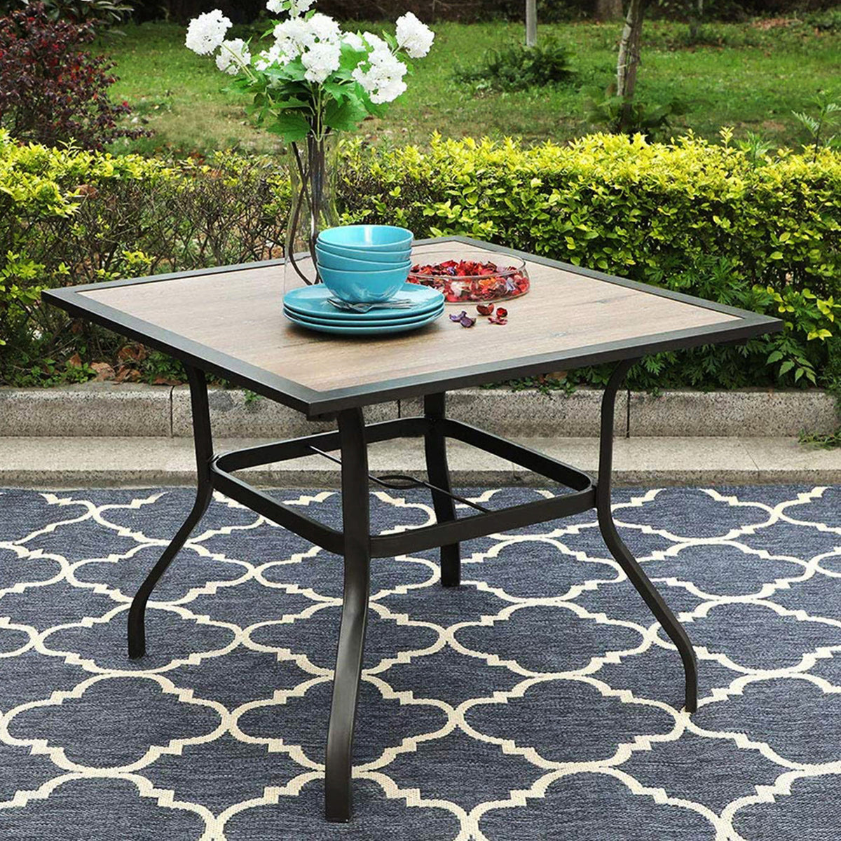 Sophia & William Black Frame Outdoor Dining Table with Umbrella Hole