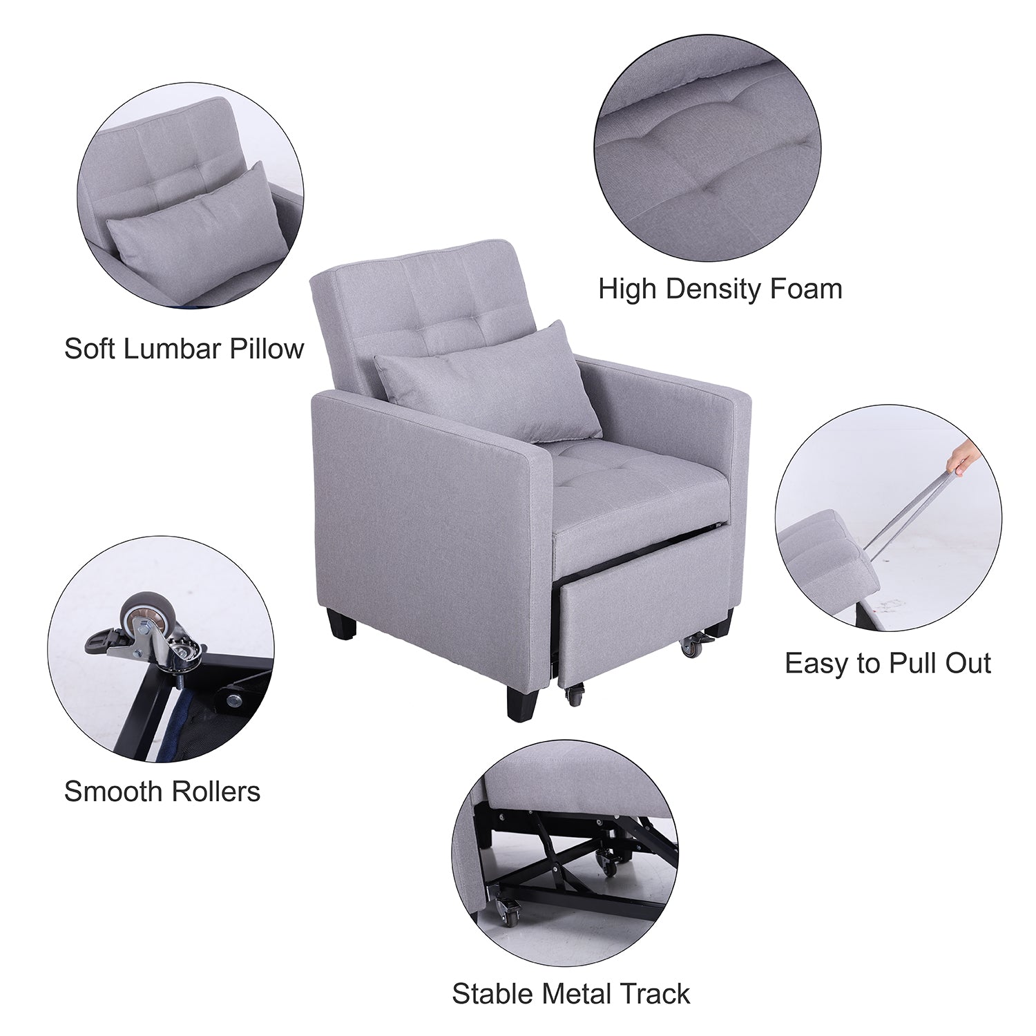 PHI VILLA Convertible Sofa Bed Living Room Recliner
