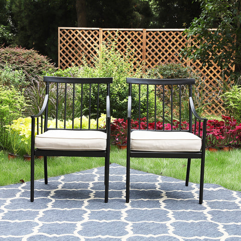 Sophia & William 2-Piece Stylish Steel Patio Outdoor Dining Chairs Set