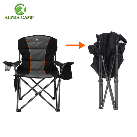 ALPHA CAMP Oversized Portable Folding Camping Chair with Cooler Bag for Sports, Beach, Hiking, Fishing