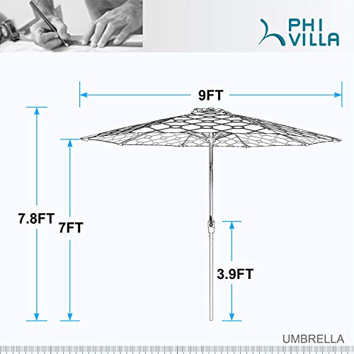 Sophia & William 9ft Crank Open & Auto-Tilt Market Umbrella with Printing Polyester Canopy