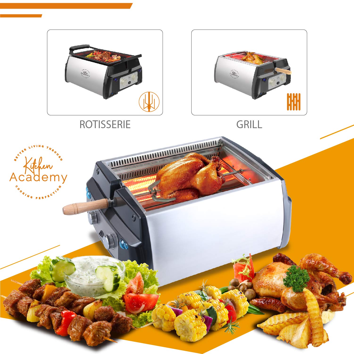 Kitchen Academy Indoor Infrared Grill, Portable Non-Stick Electric