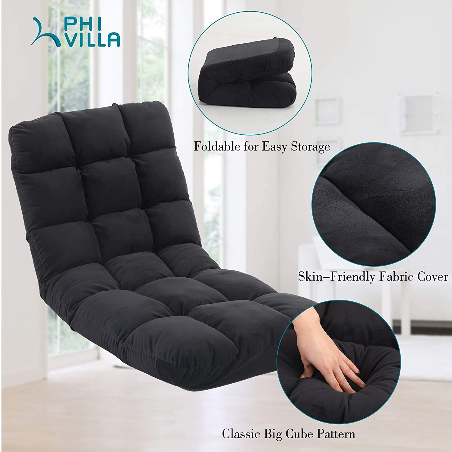PHI VILLA Adjustable Lazy Floor Sofa Chair Recliner