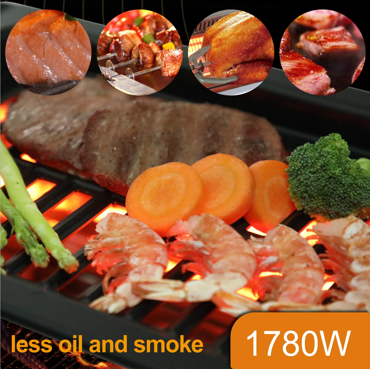 KAIZEN Indoor Electric BBQ Grill 1300W Kitchen Tabletop Portable