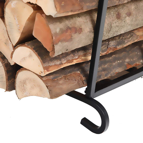 PHI VILLA 17 Inch Foldable Firewood Log Rack Decorative Indoor/Outdoor Steel Wood Storage Log Rack Holder, Black