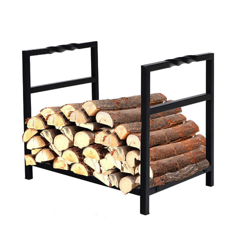 PHI VILLA 16 Inch Small Decorative Indoor/Outdoor Firewood Racks Steel Wood Storage Log Rack Holder