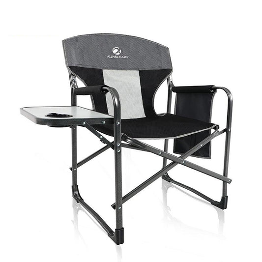 Alpha Camp Oversized Director Chair Heavy Duty Frame Camping Chair with Side Table