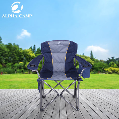 ALPHA CAMP Oversized Portable Folding Camping Chair with Cooler Bag for Sports, Beach, Hiking, Fishing