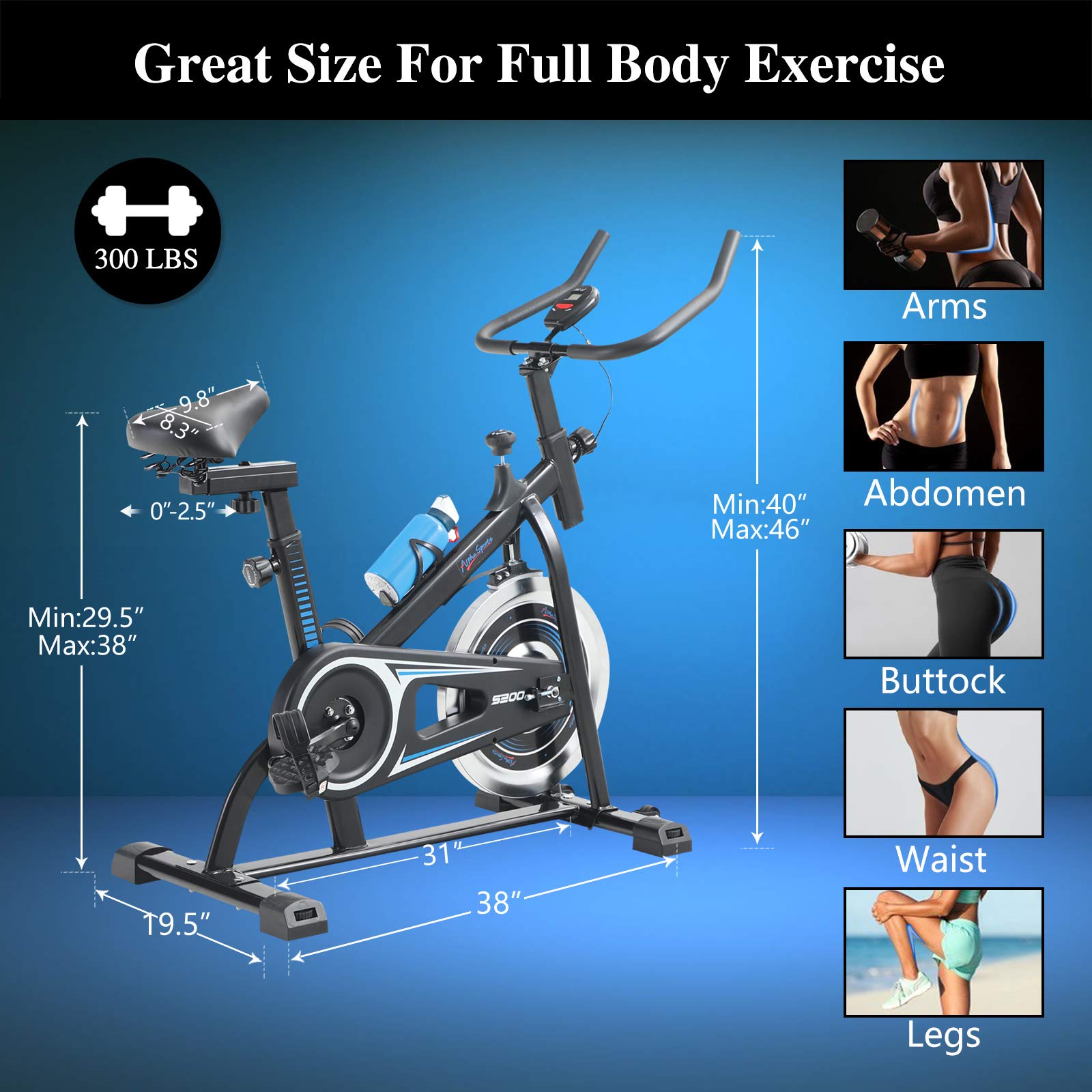 Alpha Sports Indoor Stationary Belt Drive Exercise Cycling Bike