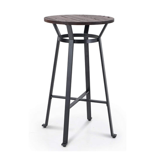 PHI VILLA Metal Bar Table, Round Bar Height Pub Table with Wood Top, 41"