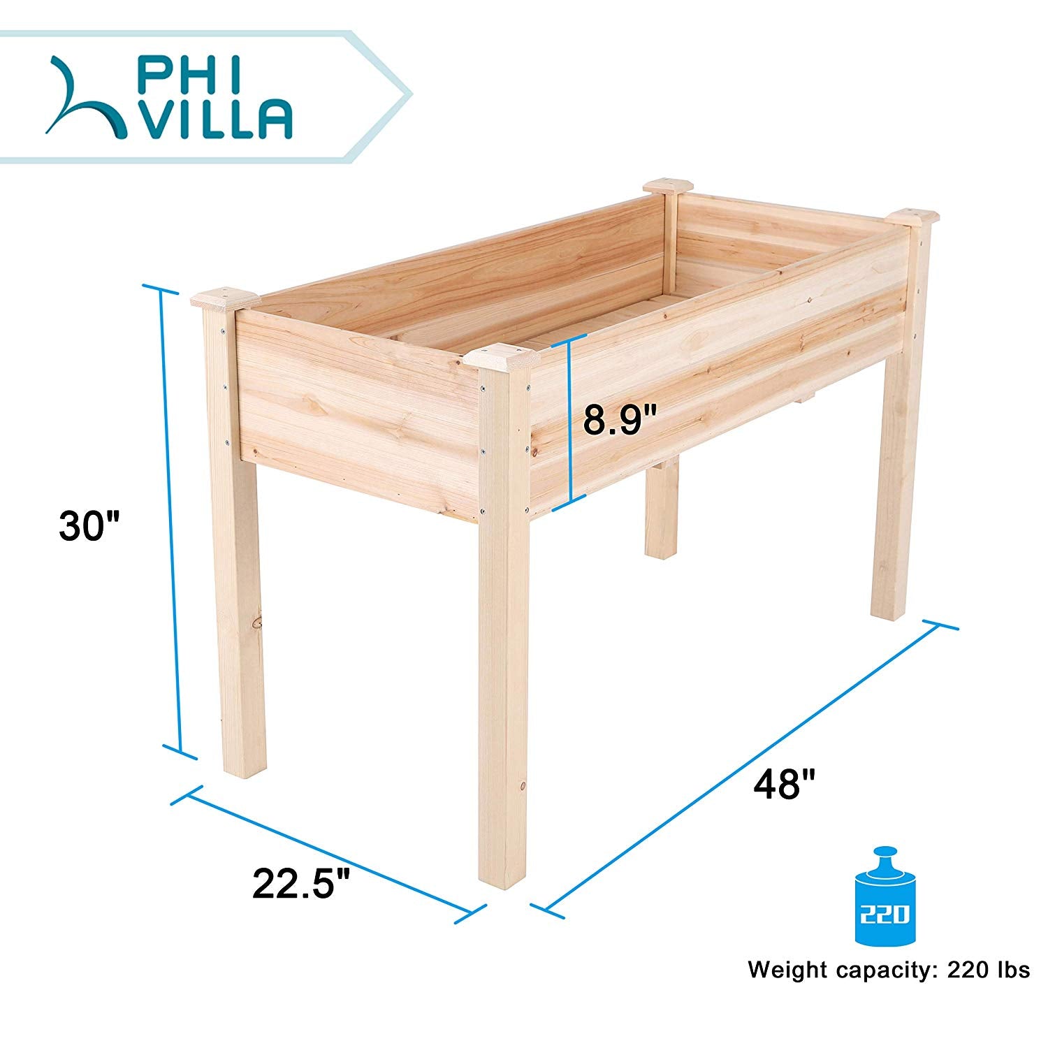 PHI VILLA Raised Garden Bed Elevated Planter Box