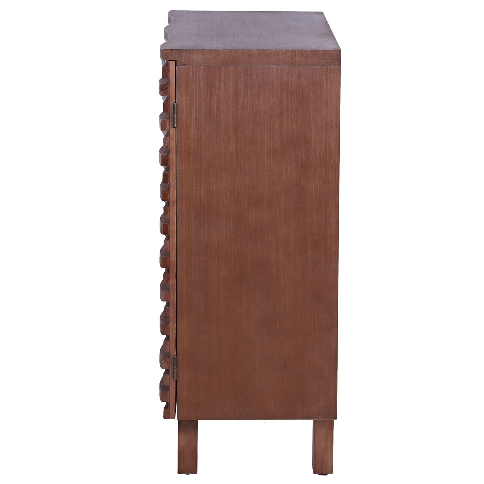 MFSTUDIO Farmhouse 2-Door Wave Wood Accent Storage Cabinet