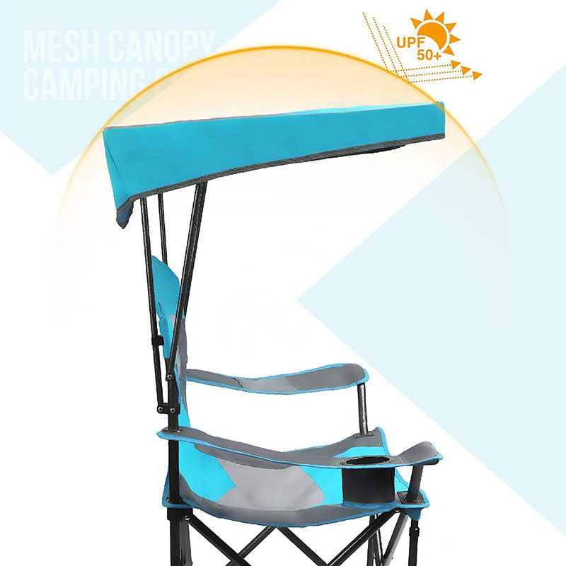 Alpha Camp Enamel Blue Folding Mesh Canopy Camping Chair