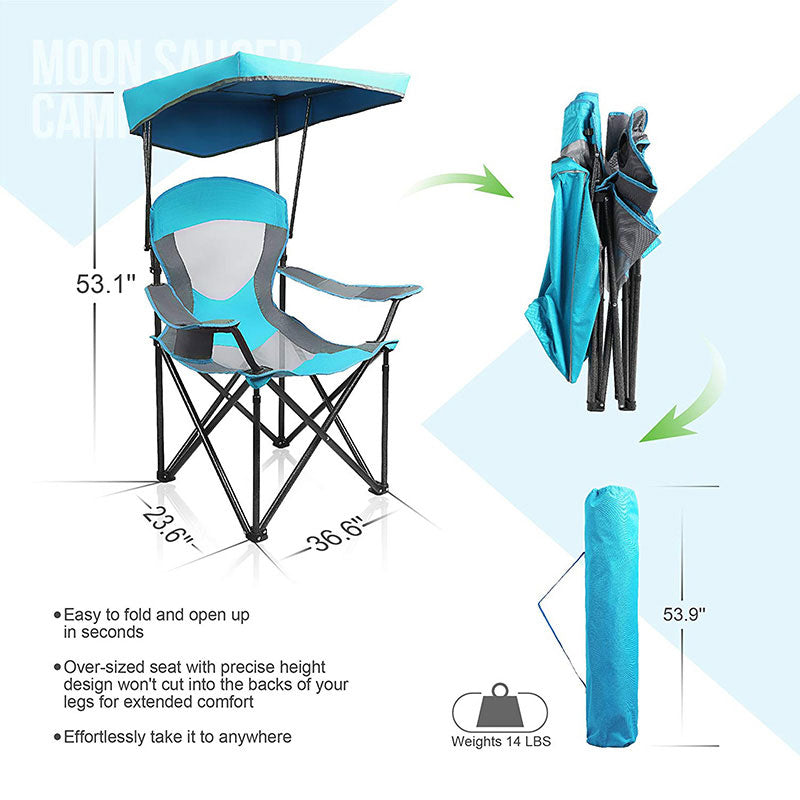 Alpha Camp Enamel Blue Folding Mesh Canopy Camping Chair