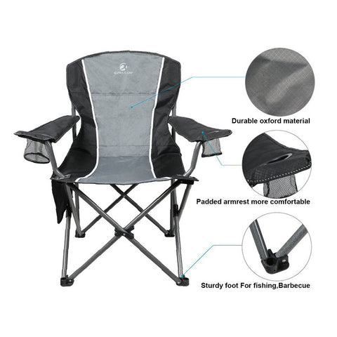 Alpha Camp Black Grey Oversized Folding Arm Camping Chair