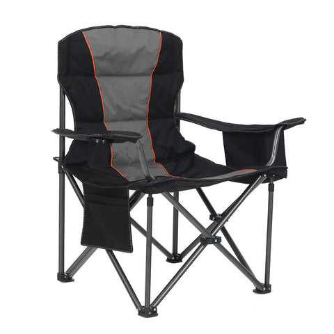 ALPHA CAMP Oversized Portable Folding Camping Chair with Cooler Bag for  Sports, Beach, Hiking, Fishing - Black-Gray