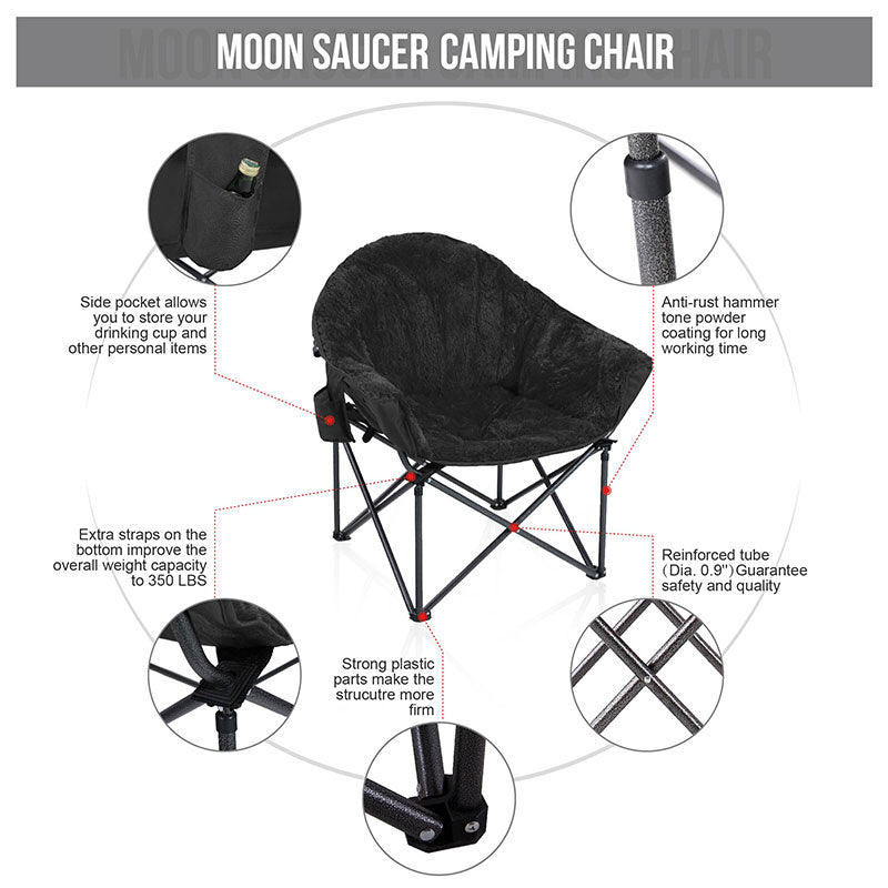 Alpha Camp Black Padded Plush Moon Chair