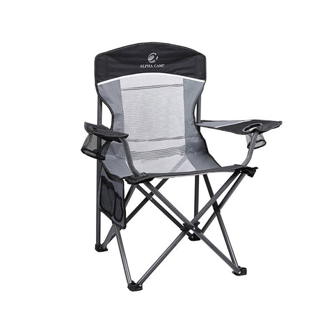 Alpha Camp Black Grey Oversized Mesh Camping Chair