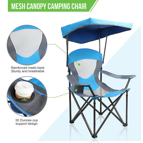 Alpha Camp Blue Folding Mesh Canopy Camping Chair