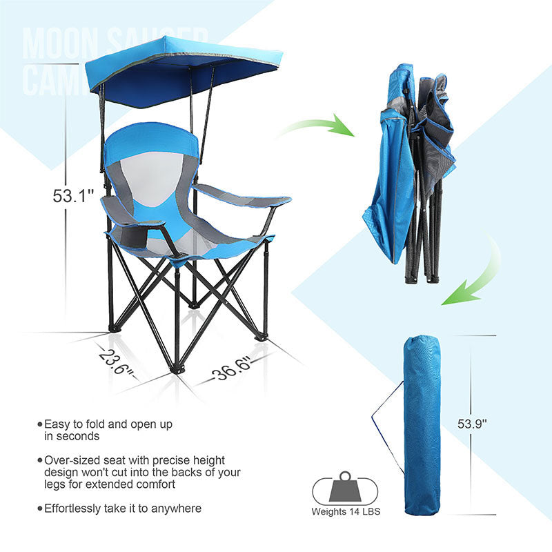 Alpha Camp Blue Folding Mesh Canopy Camping Chair