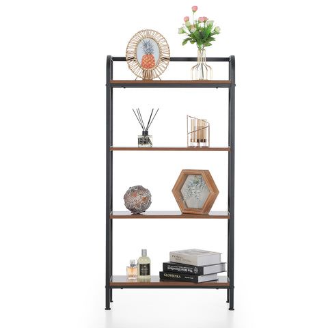PHI VILLA 4 Tier Bookshelf Industrial Bookcase Storage Organizer for Living Room, Bedroom and Home Office