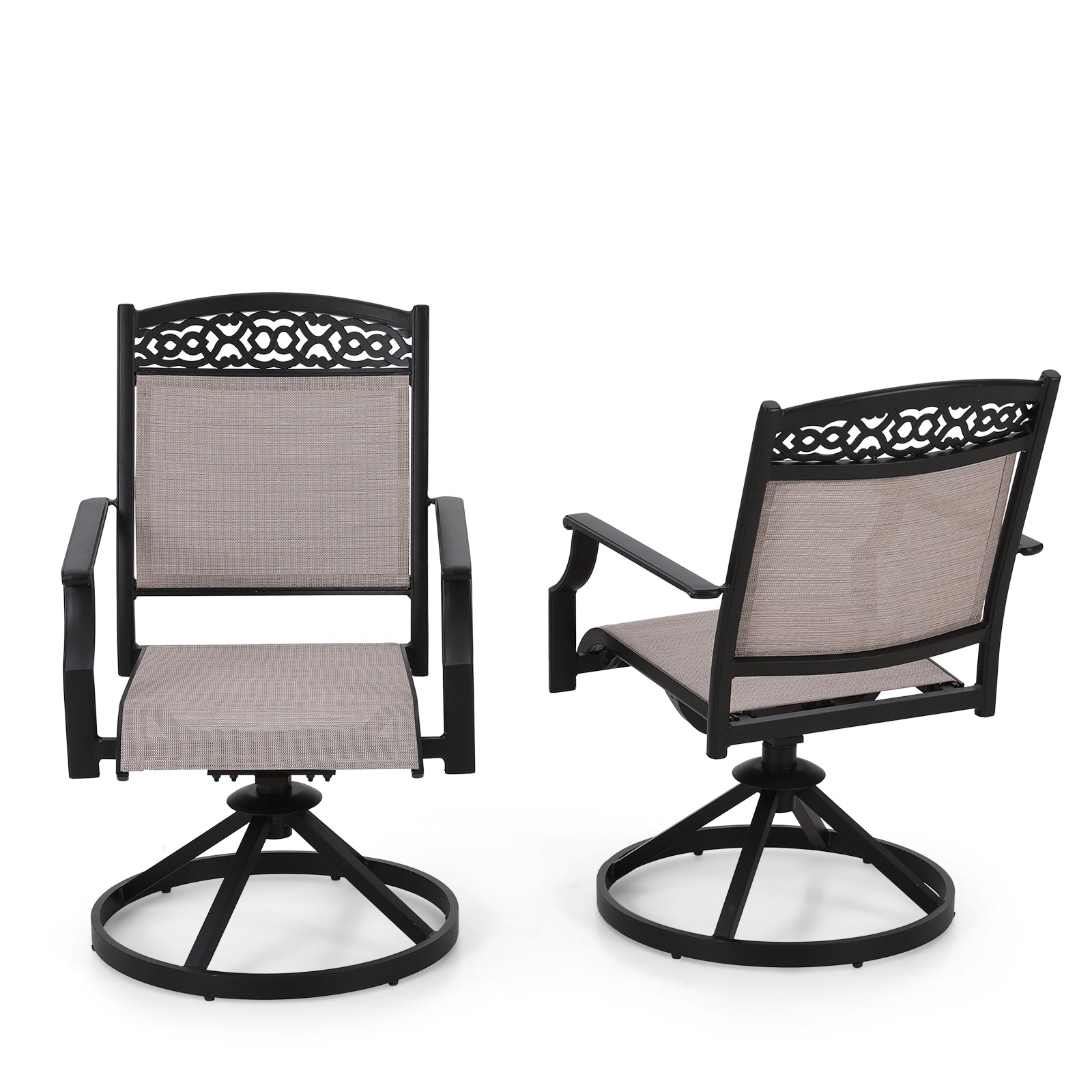 Sophia & William 2-Piece Cast Aluminum Pattern Textilene Patio Swivel Dining Chairs