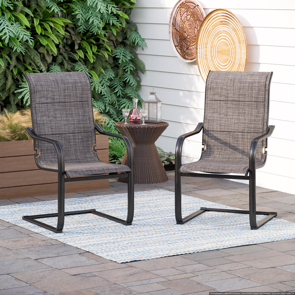 Classic Padded Textilene CSpring Patio Chairs AlphaMarts