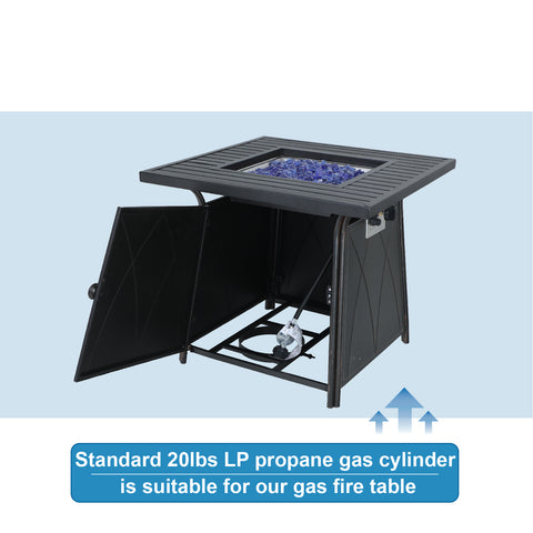 PHI VILLA 28 Inch, 50,000BTU Metal Gas Fire Pit Table with Lid