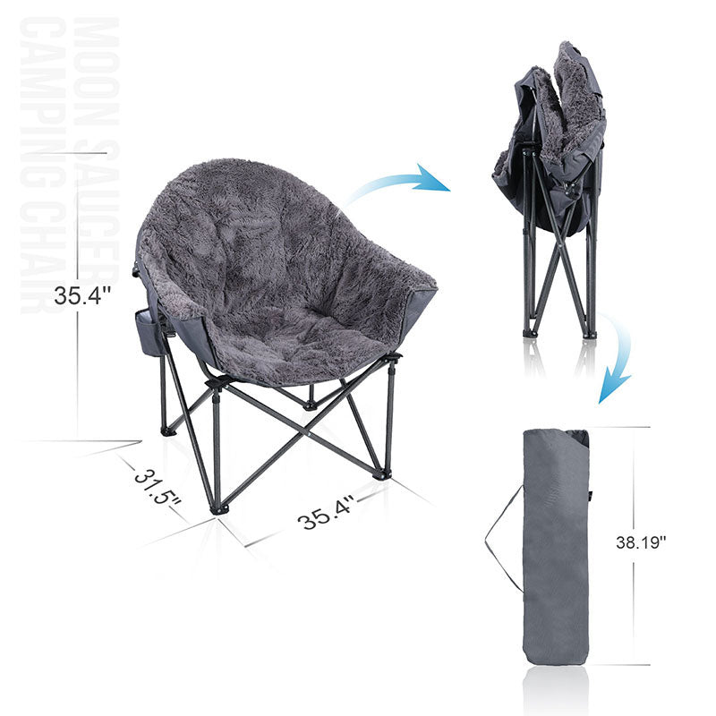 Alpha Camp Grey Padded Plush Moon Chair