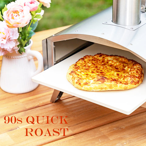 Captiva Designs 90s Quick Roast Portable Wooden Pellet Stainless Steel Pizza Oven