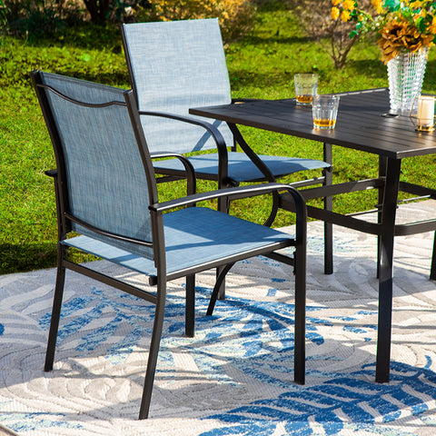 Sophia & William 5-Piece Patio Dining Sets Square Table & Light-weight Textilene Fixed Chairs