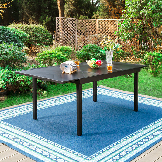 PHI VILLA Extra Large Extendable Table with Line Engraving Design