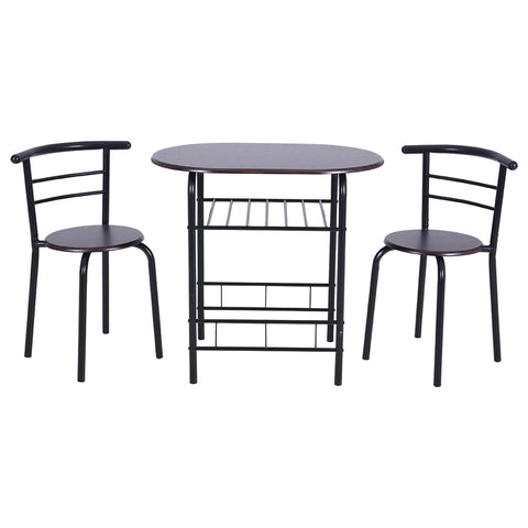 PHI VILLA 3 Pieces Dining Set with 1 Oval Table and 2 Chairs for Kitchen, Dining Room