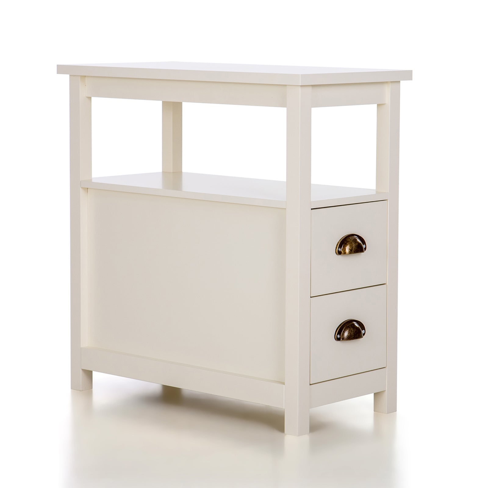 MFSTUDIO Nightstand/End Table with 2 Storage Drawers and 1 Open Shelf for Small Space