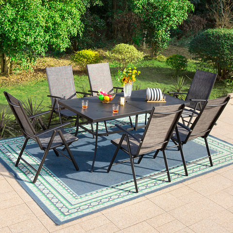Sophia & William 7-Piece Patio Dining Sets Embossed Table & Textilene Foldable Chairs