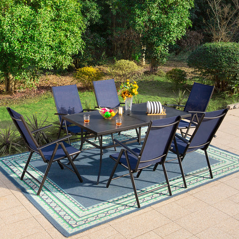 Sophia & William 7-Piece Patio Dining Sets Embossed Table & Textilene Foldable Chairs