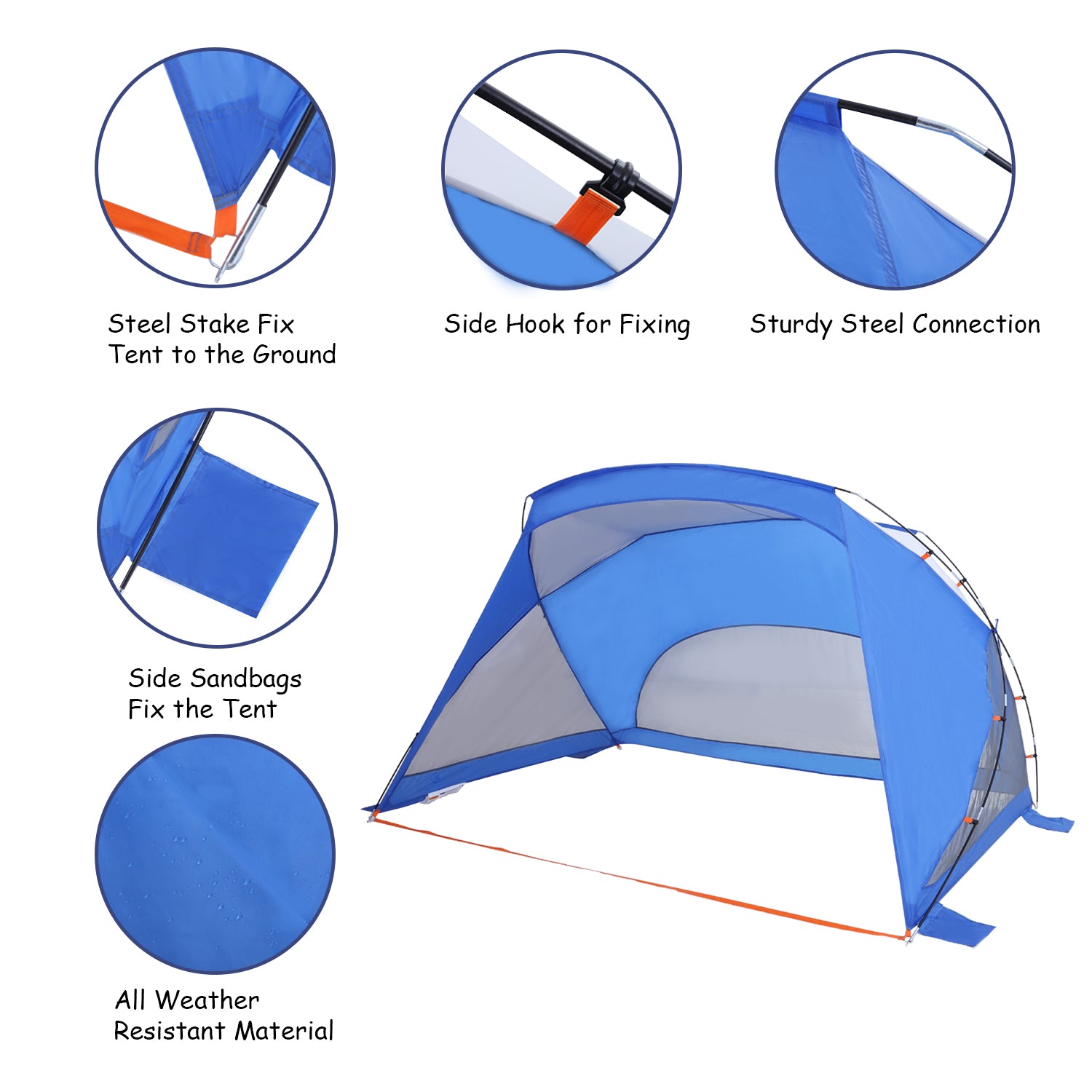 ALPHA CAMP 9 x 6 FT Portable Beach Tent for 3-4 Person