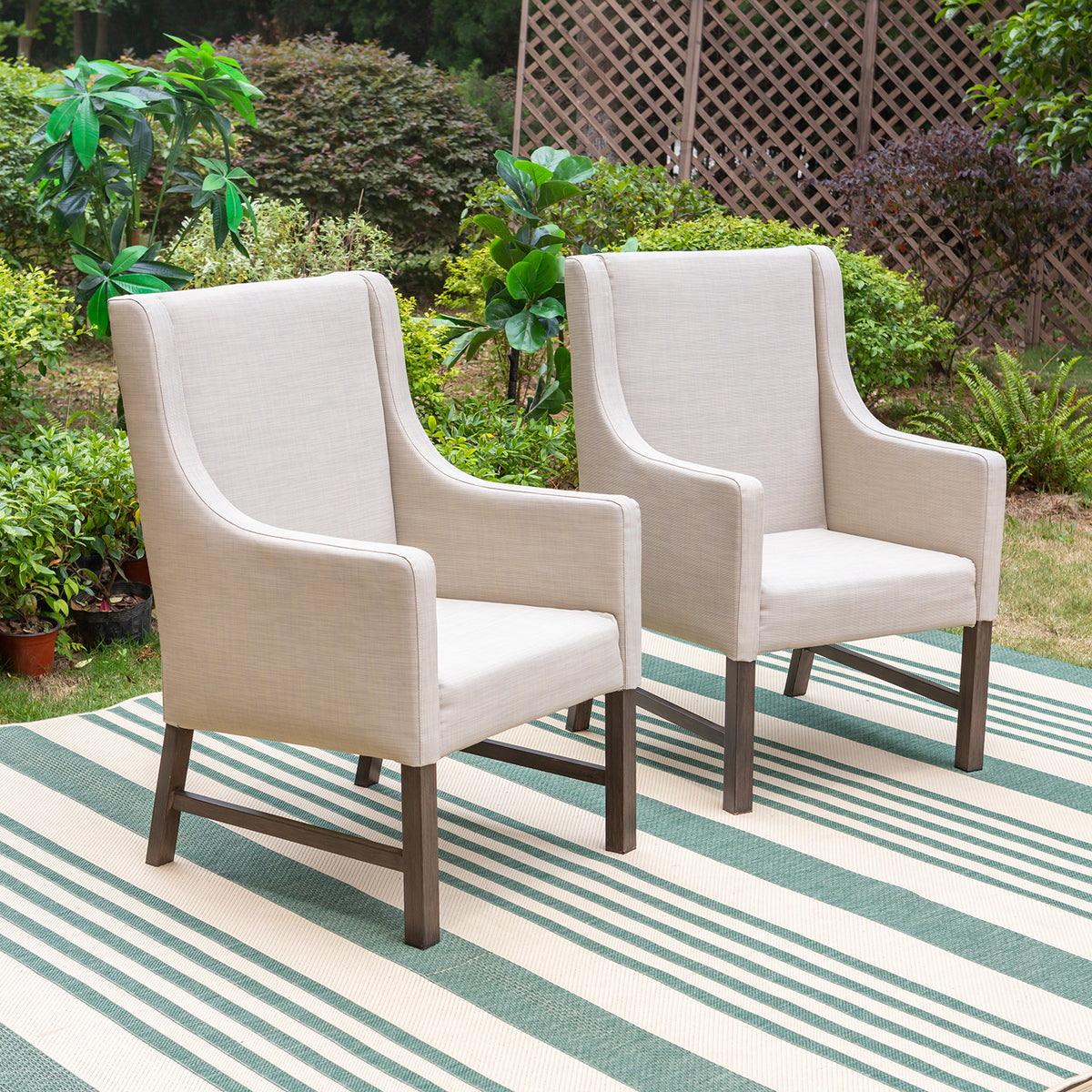 PHI VILLA Patio Textilene Fabric Padded Accent Chairs, Set of 2