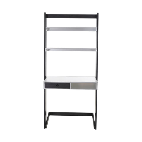 PHI VILLA 3-Tier Ladder Shelf Bookcase with Desktop and Drawer