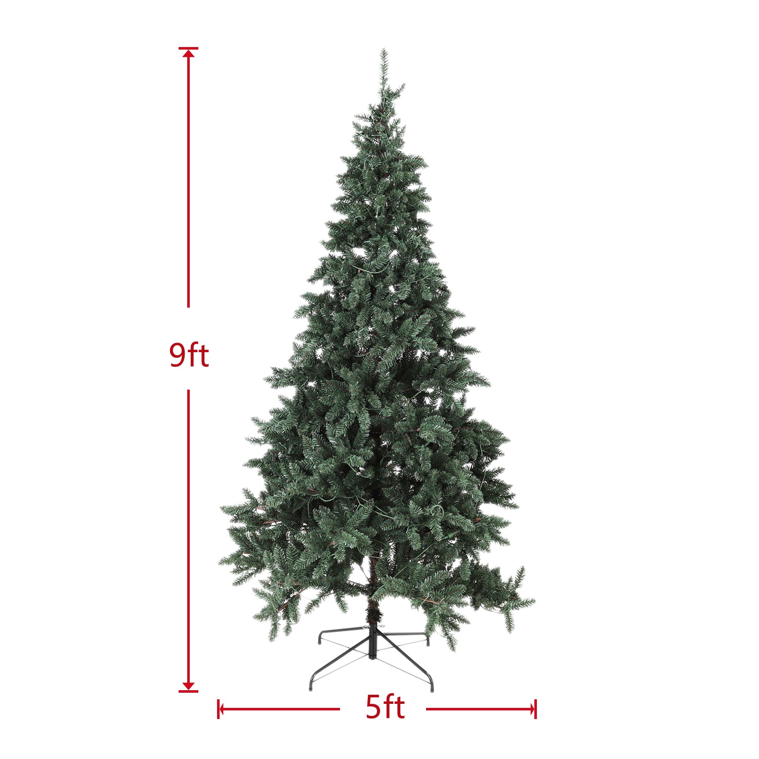 PHI VILLA 9ft Artificial Christmas Tree with Metal Stand, 100% PVC Material for Home, Office, Party Decoration