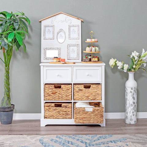 Sophia & William Decorative Storage Cabinet with Removable Water Hyacinth Woven Baskets for Living Room