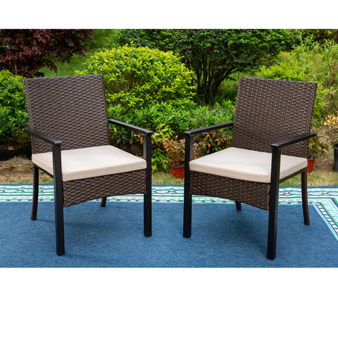 MFSTUDIO PE Rattan Cushioned Lounge Chairs, Set of 2