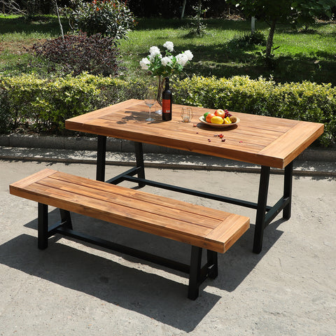 Phi Villa Outdoor Acacia Wood Dining Set, Modern Outdoor Dining Furniture