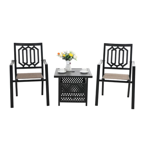 Sophia & William 3 Piece Metal Outdoor Patio Bistro Set - 1 Outdoor Bistro Table and 2 Textilene Chairs
