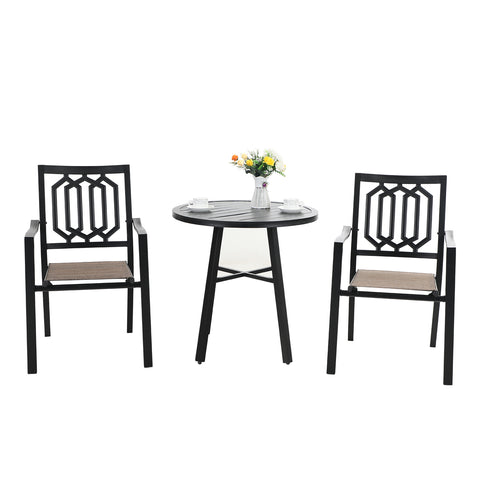 Sophia & William Metal Outdoor Patio Bistro Set - 1 Round Table and Textilene Seat Chairs